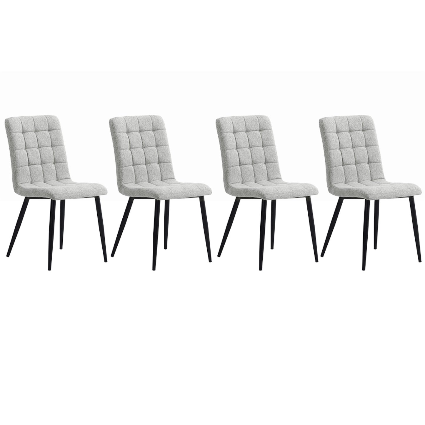 Set of 4 Linen Velvet Armless Dining Chairs