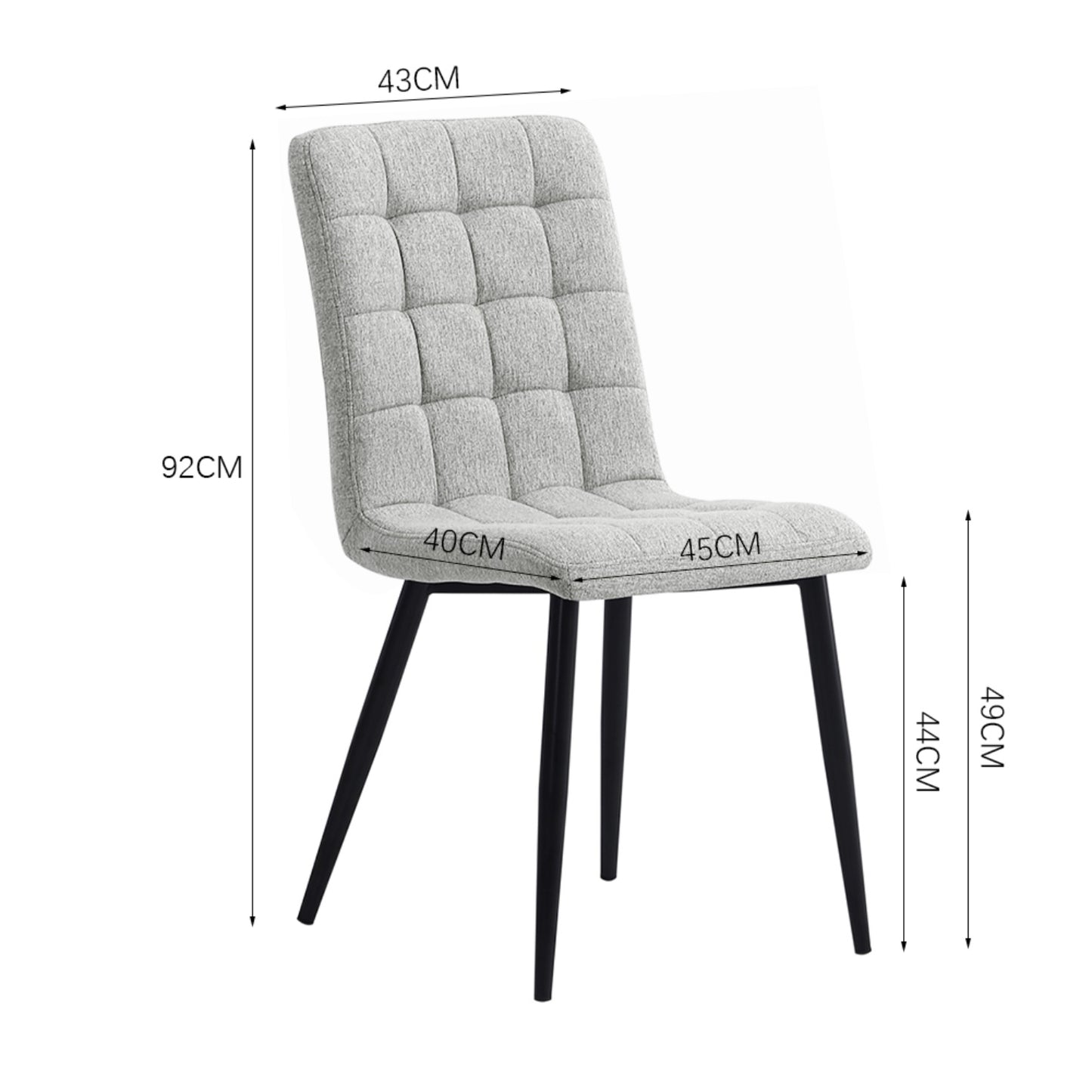 Set of 4 Linen Velvet Armless Dining Chairs