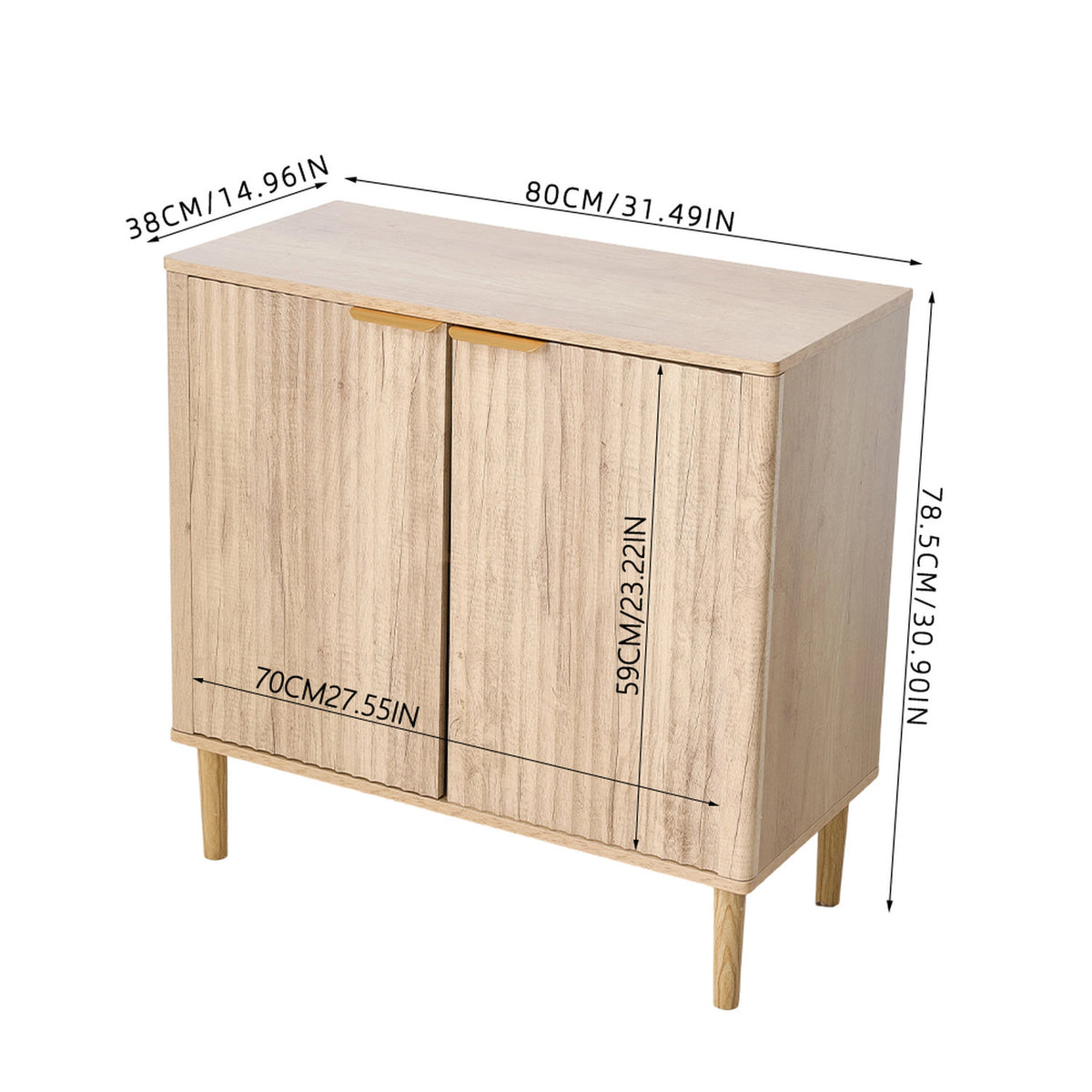 Natural Storage Cabinet with Adjustable Shelves