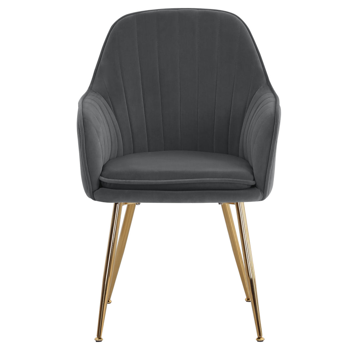 Set of 2 Dark Grey Velvet Dining Chairs