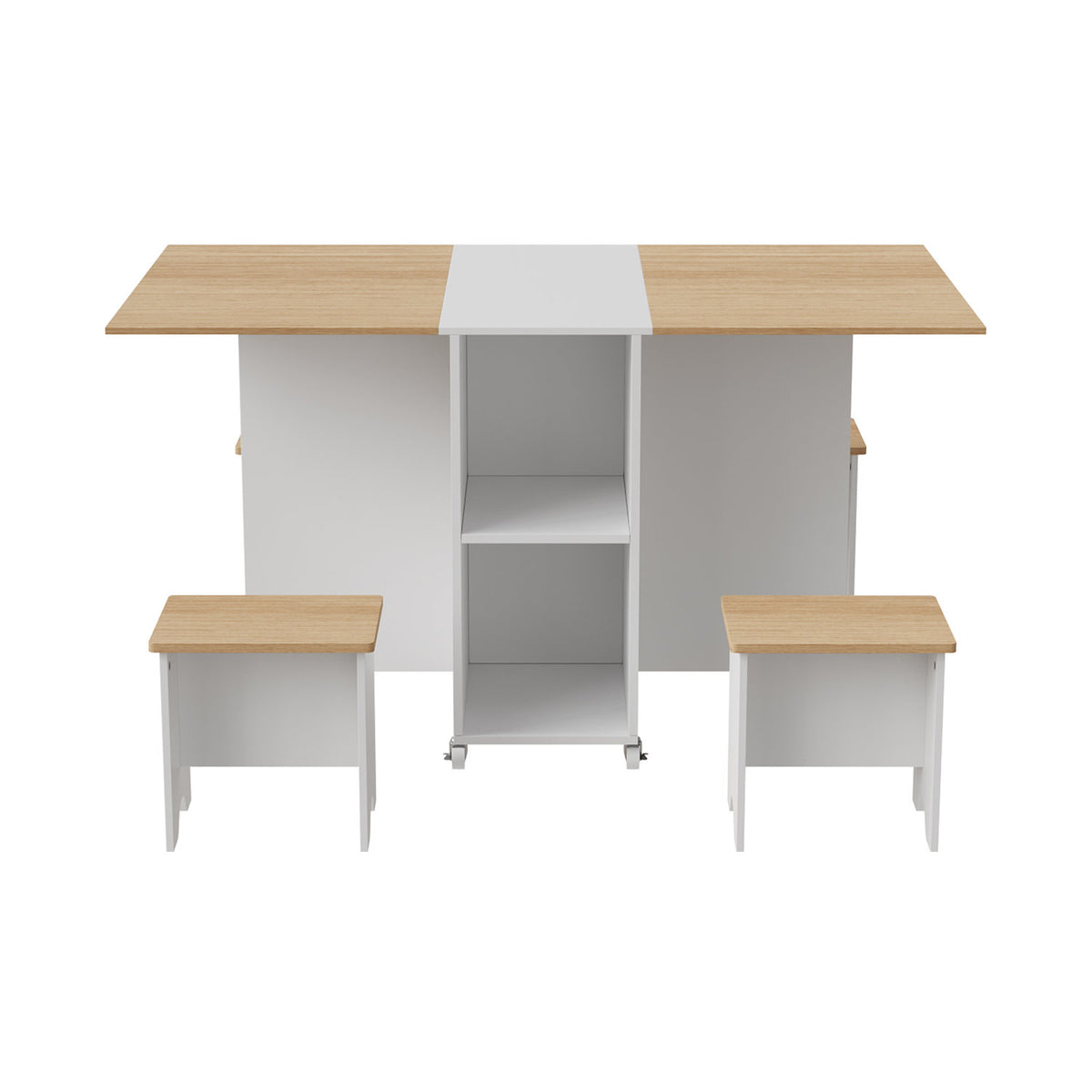 White & Natural Wood Folding Dining Table Set