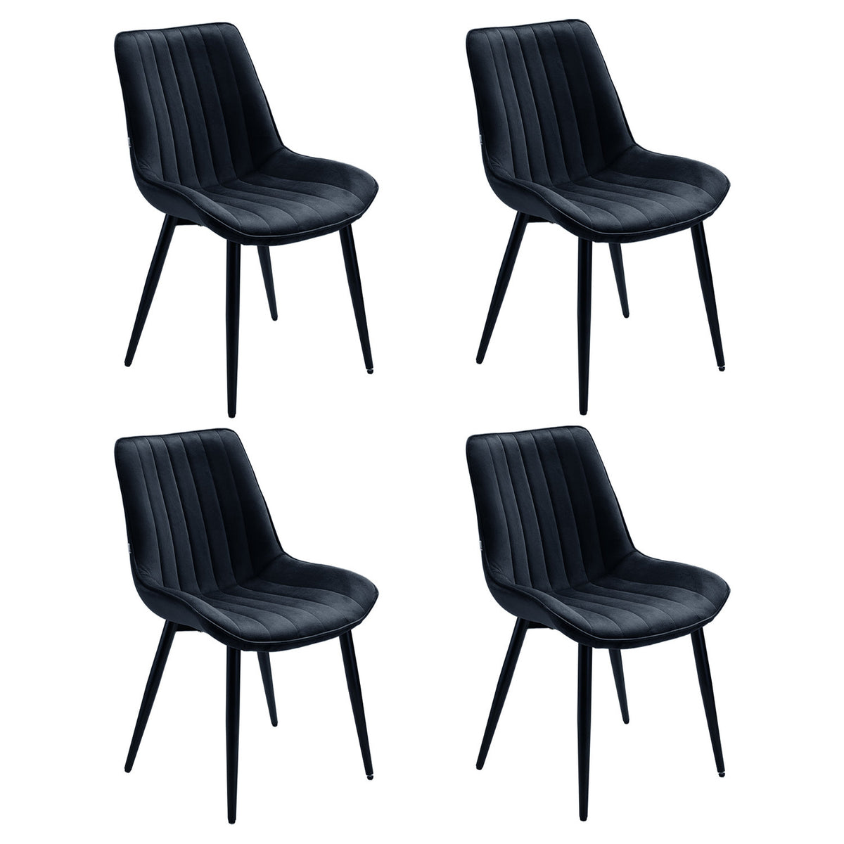 Set of 4 Black Velvet Dining Chairs