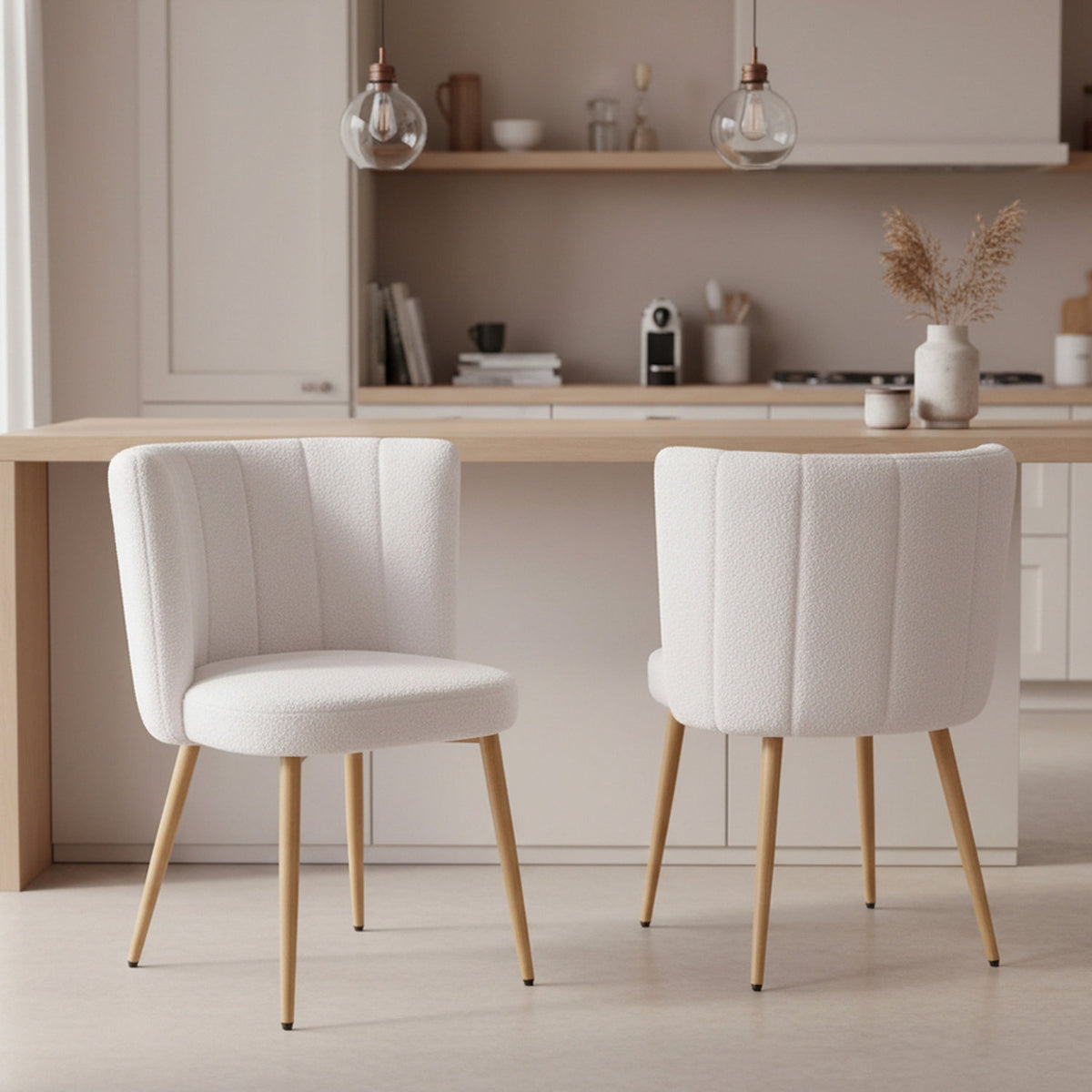 Set of 2 Teddy Fleece Dining Chairs