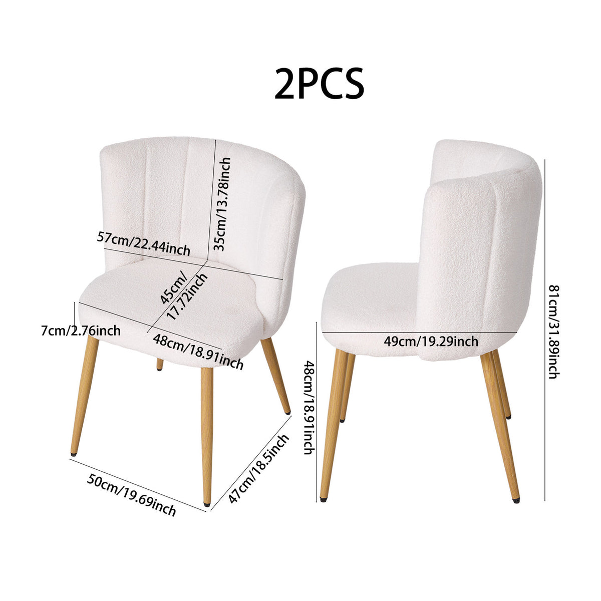 Set of 2 Teddy Fleece Dining Chairs