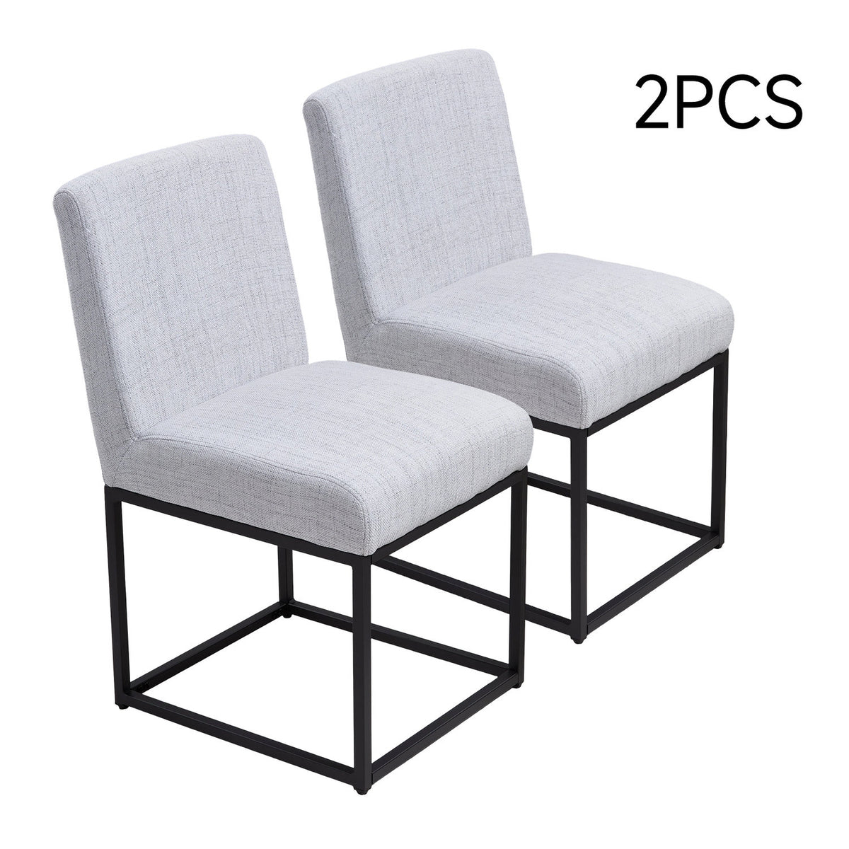 Set of 2 Light Grey Chenille Dining Chairs