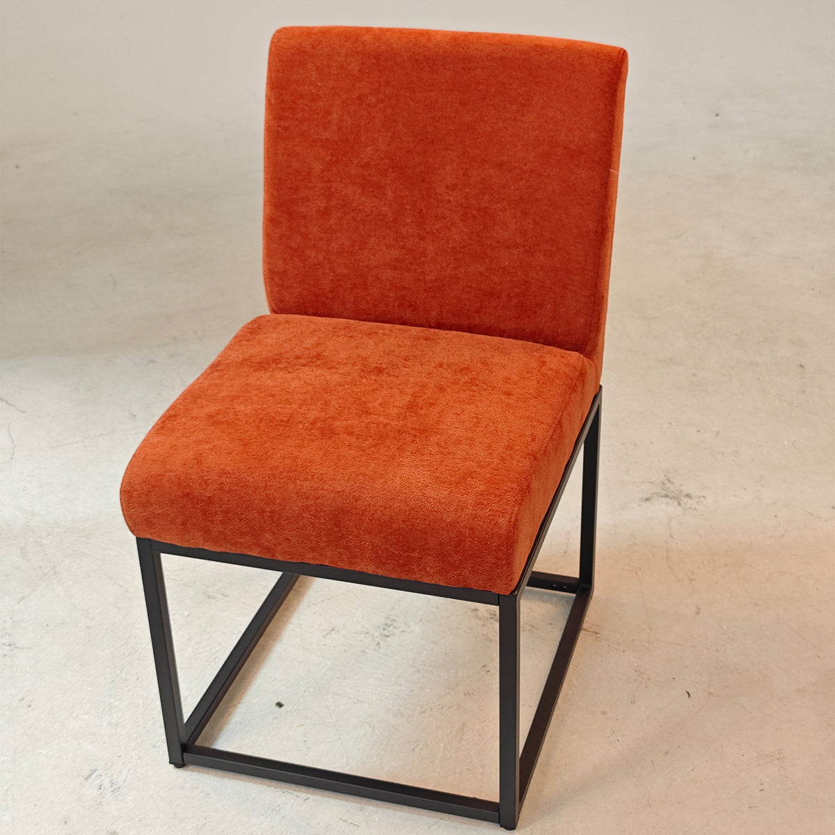 Set of 2 Orange Chenille Dining Chairs