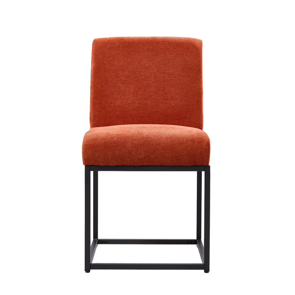 Set of 2 Orange Chenille Dining Chairs