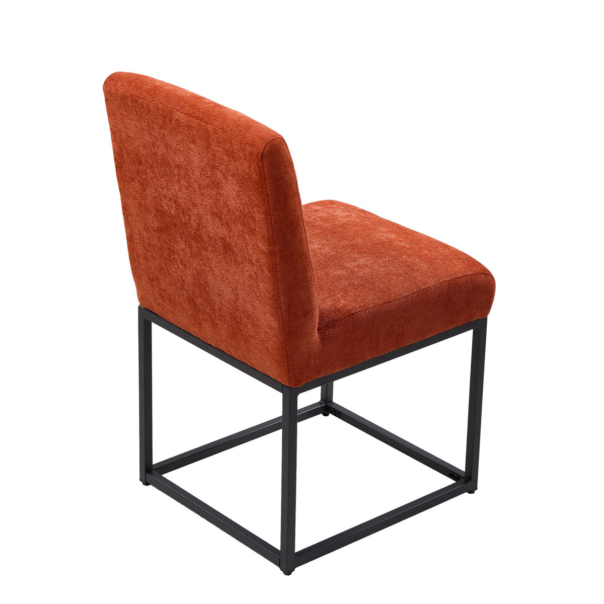 Set of 2 Orange Chenille Dining Chairs