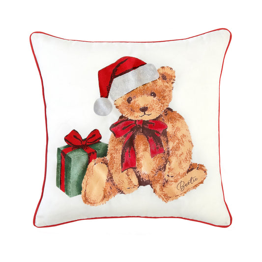 Bertie Bear Christmas Printed Canvas Cushion (43cm x 43cm)