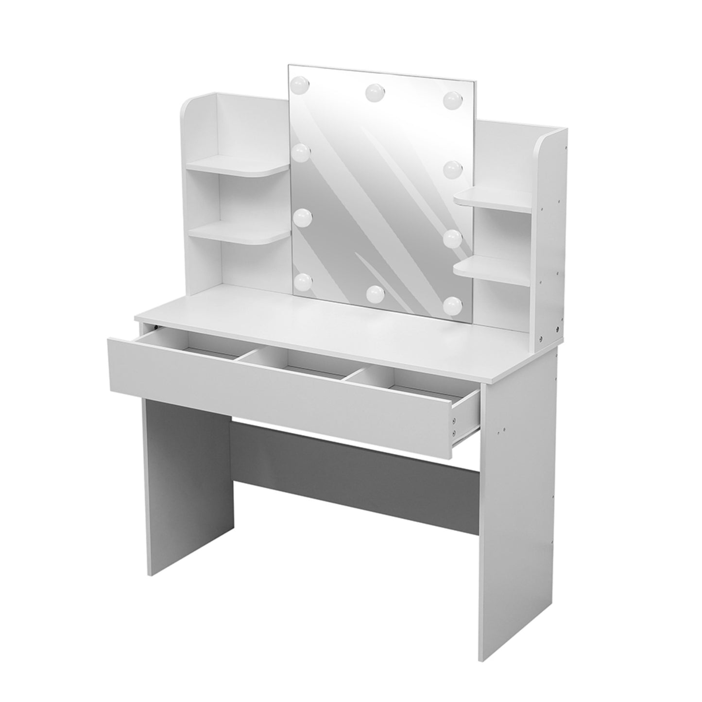 Hollywood Vanity Desk White with LED Mirror & Drawer