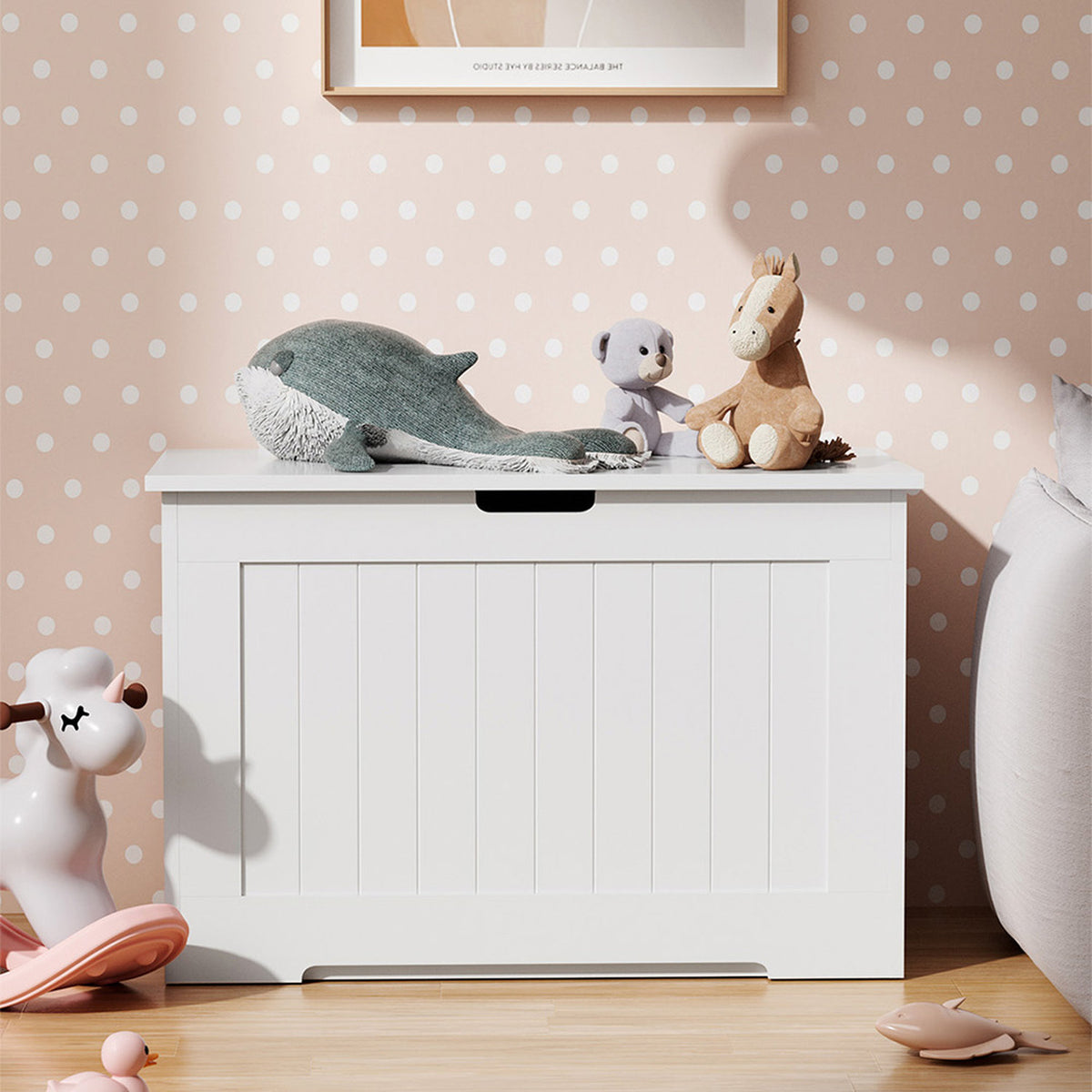 Wooden Storage Chest White with Flip Up Lid