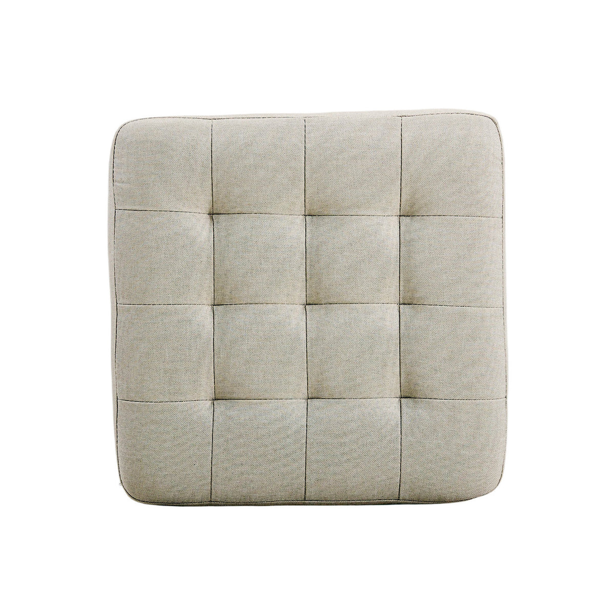 Beige Linen Fabric Padded Wooden Leg Footstool