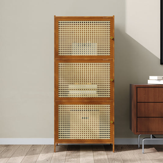 3-Tier Faux Rattan Bookcase