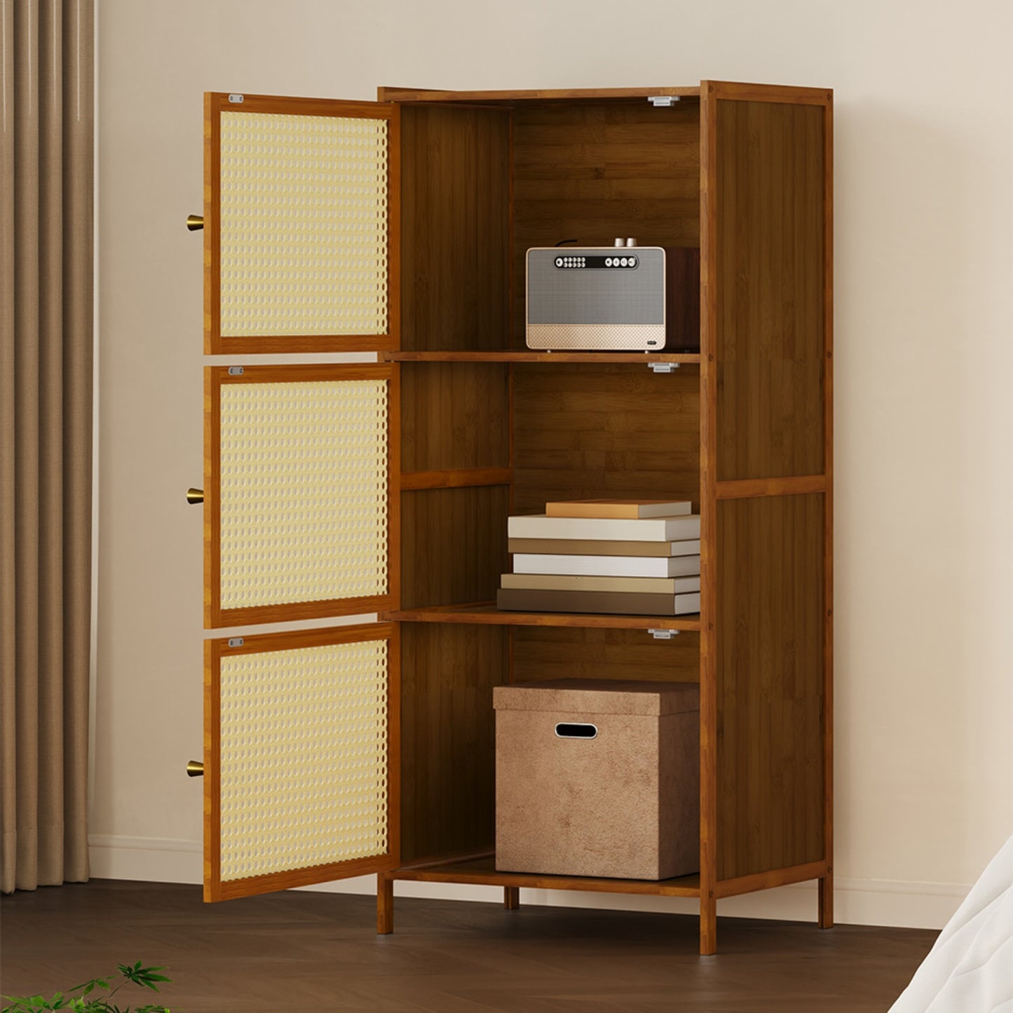 3-Tier Faux Rattan Bookcase