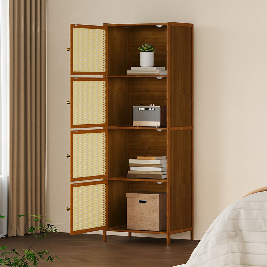 Bamboo Storage 4 Tier Cabinet with Acrylic Doors