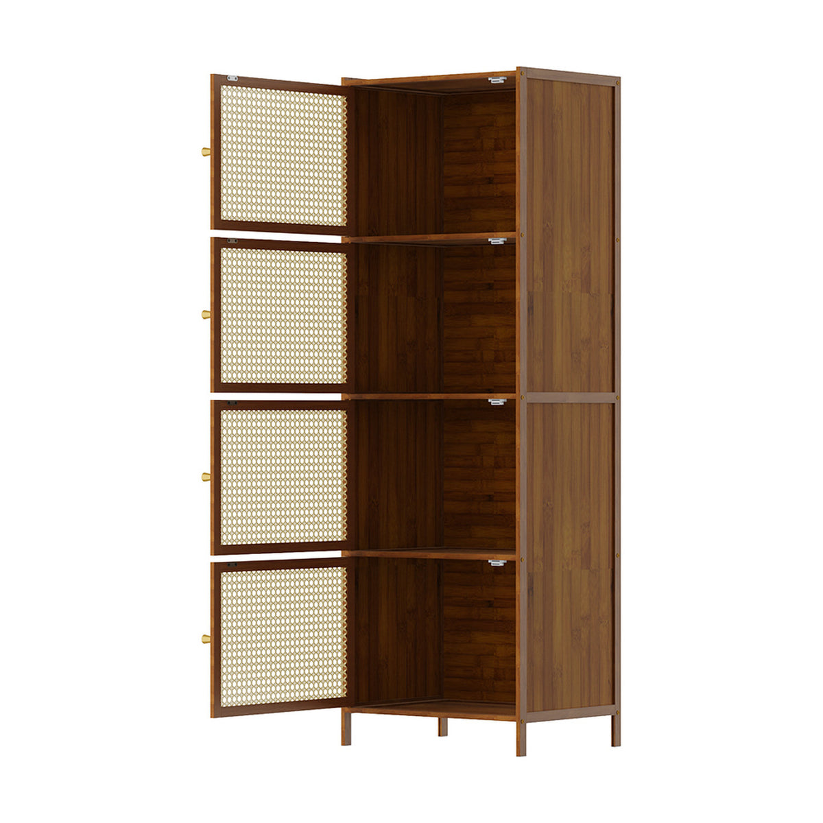 Bamboo Storage 4 Tier Cabinet with Acrylic Doors