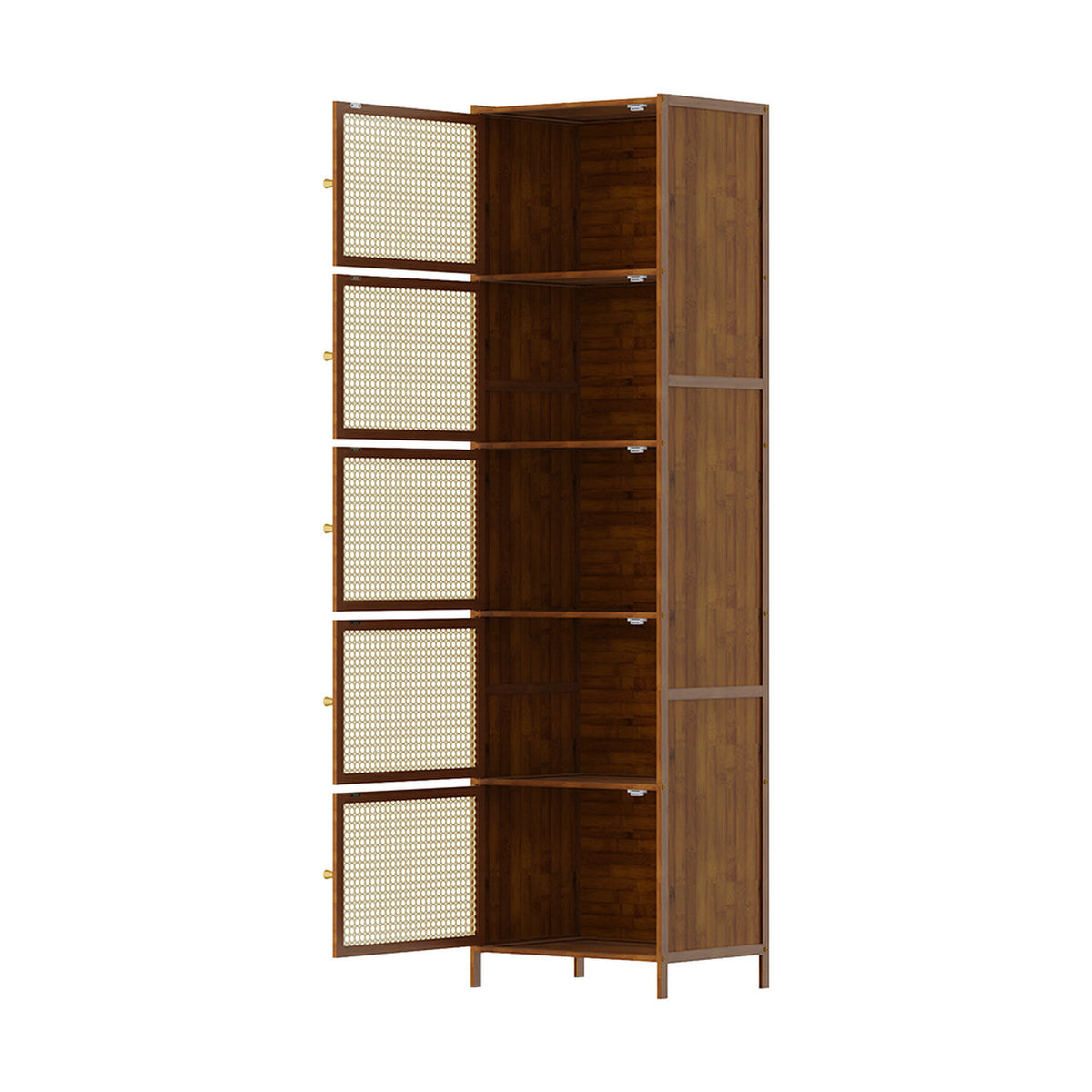 Bamboo Storage 5 Tier Cabinet with Acrylic Doors