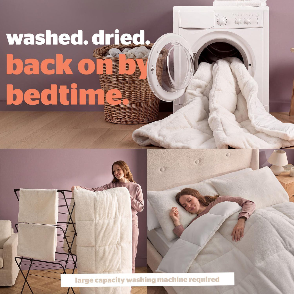 Silentnight White Faux Fur 10.5 Tog Coverless Duvet and Pillowcase Set