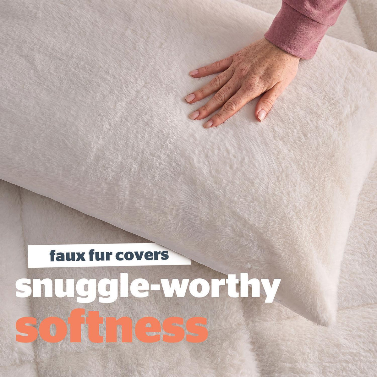 Silentnight White Faux Fur 10.5 Tog Coverless Duvet and Pillowcase Set
