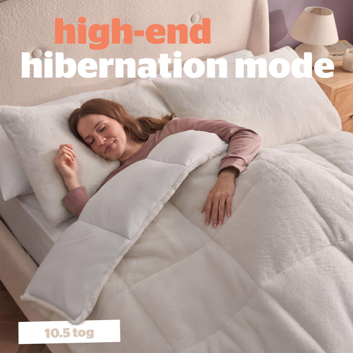 Silentnight White Faux Fur 10.5 Tog Coverless Duvet and Pillowcase Set