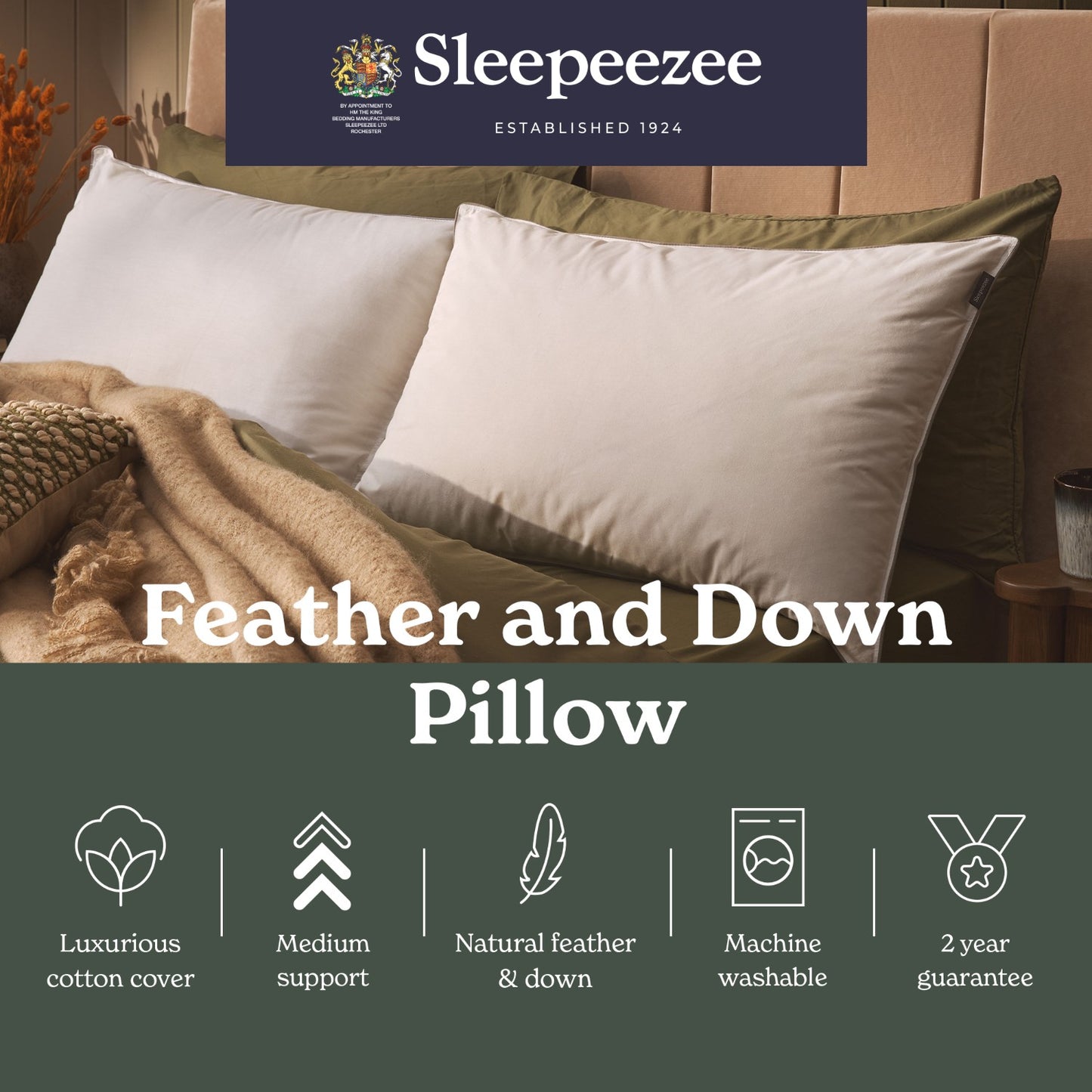 Sleepeezee Natural Comfort Cotton Feather and Down Pillow
