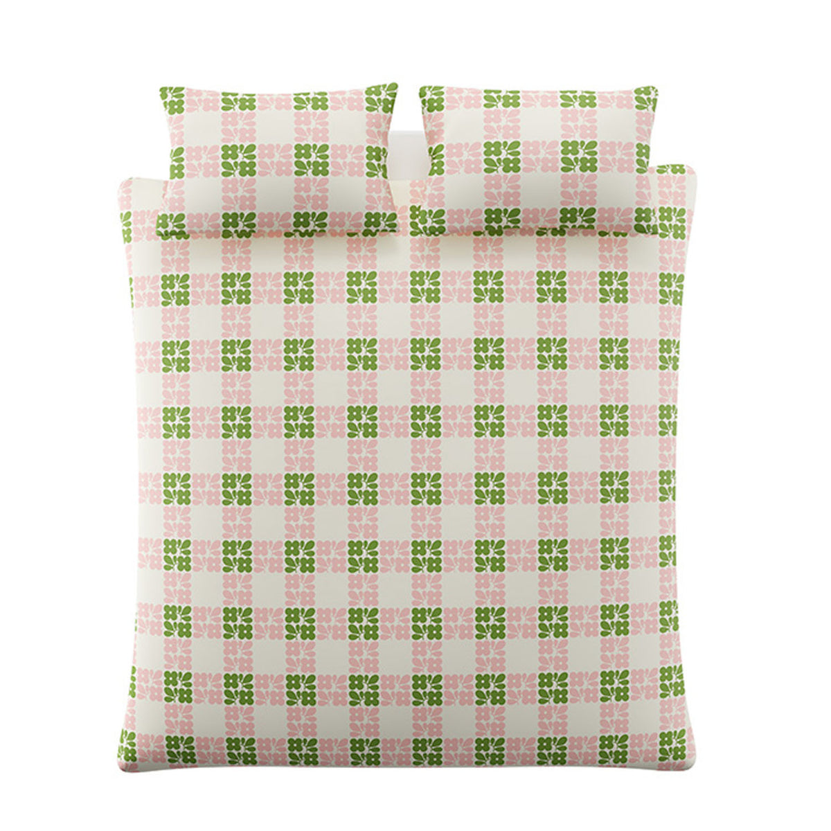 Orla Kiely Floret Check Dill Pink Cotton Duvet Set