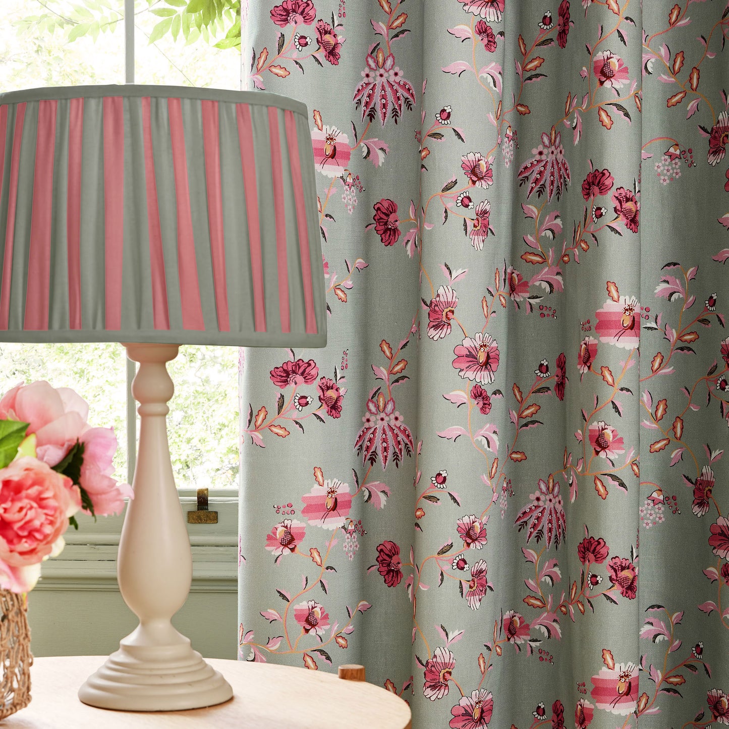 Cath Kidston Friendship Gardens Sage Blackout Pencil Pleat Curtains