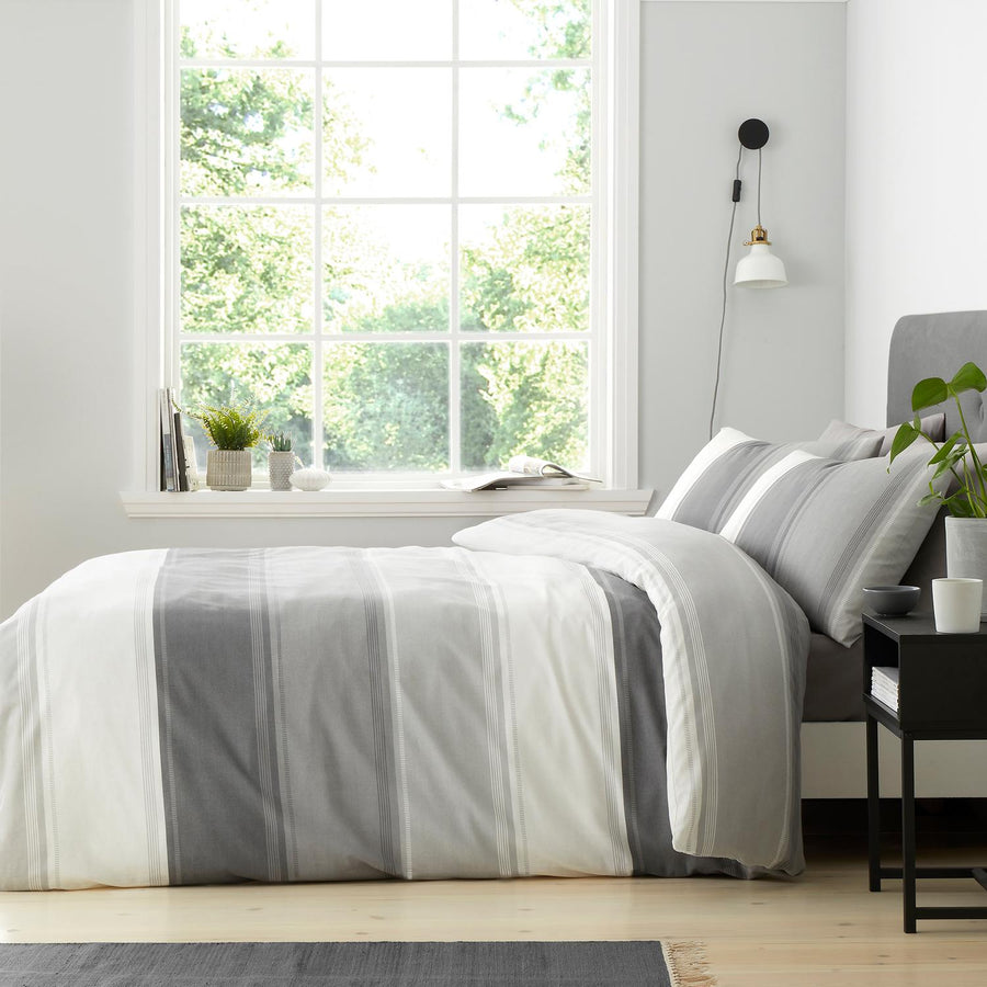 Betley Stripe Grey Duvet Set