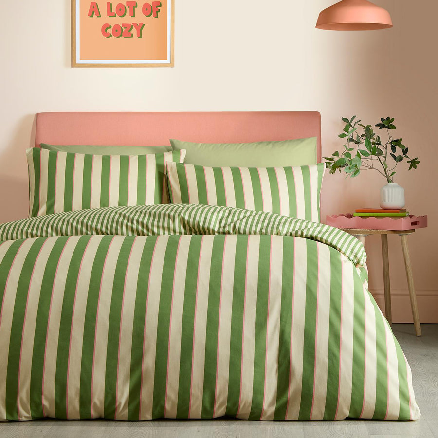 Green Bold Stripe Duvet Set
