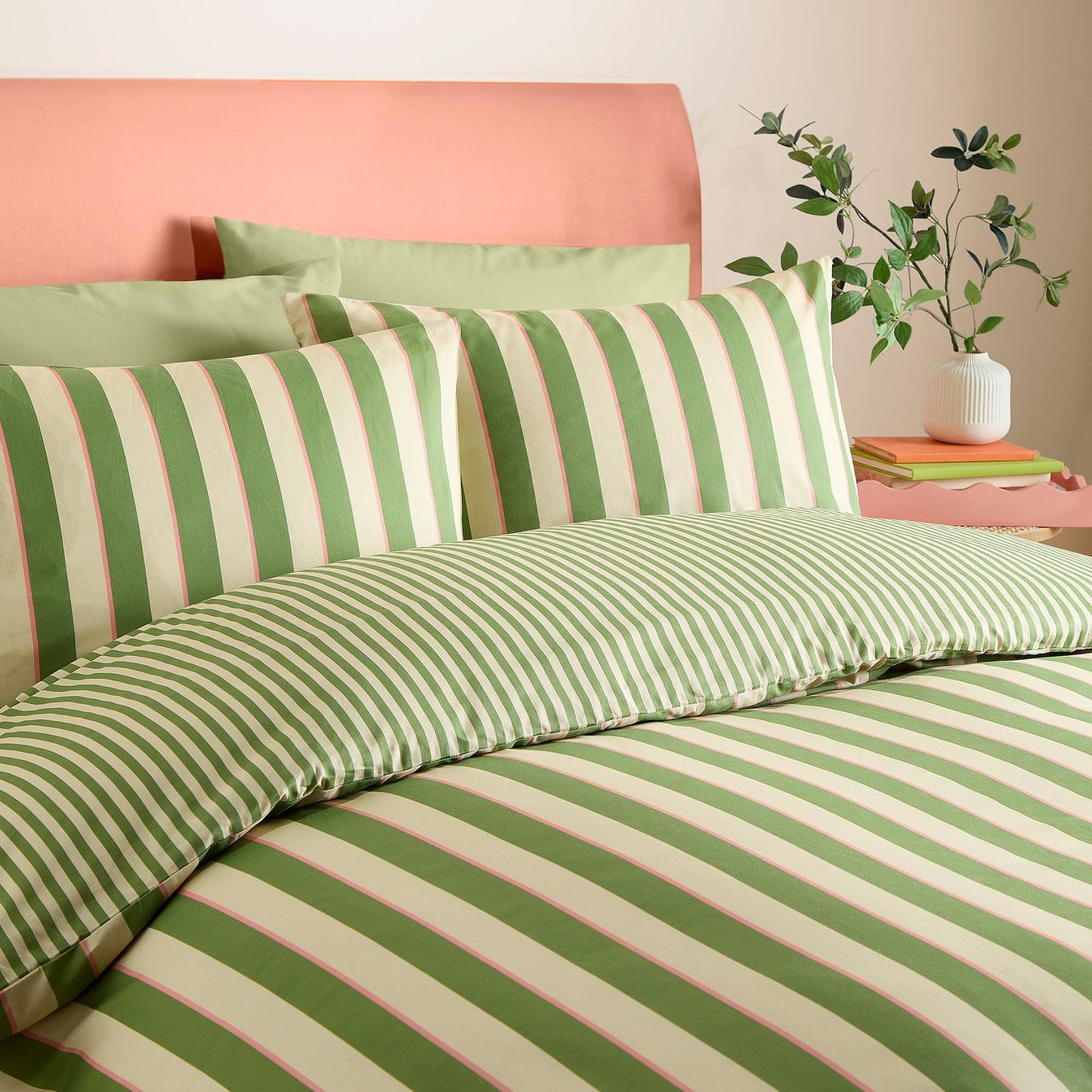 Green Bold Stripe Duvet Set