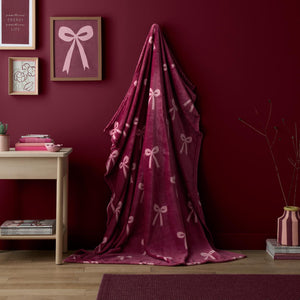 Bows Berry Fleece Throw (120cm x 150cm)