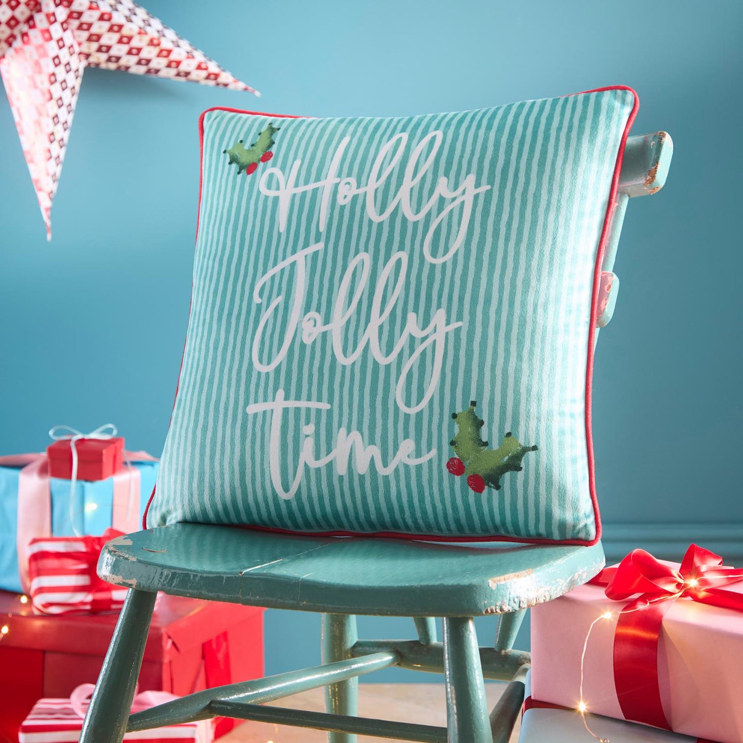 Christmas Vintage Frames Red Reversible Velvet Cushion