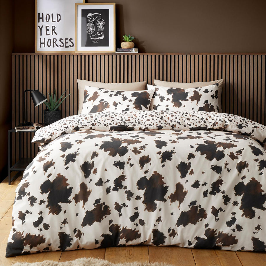 Cow Print Chocolate Reversible Duvet Set