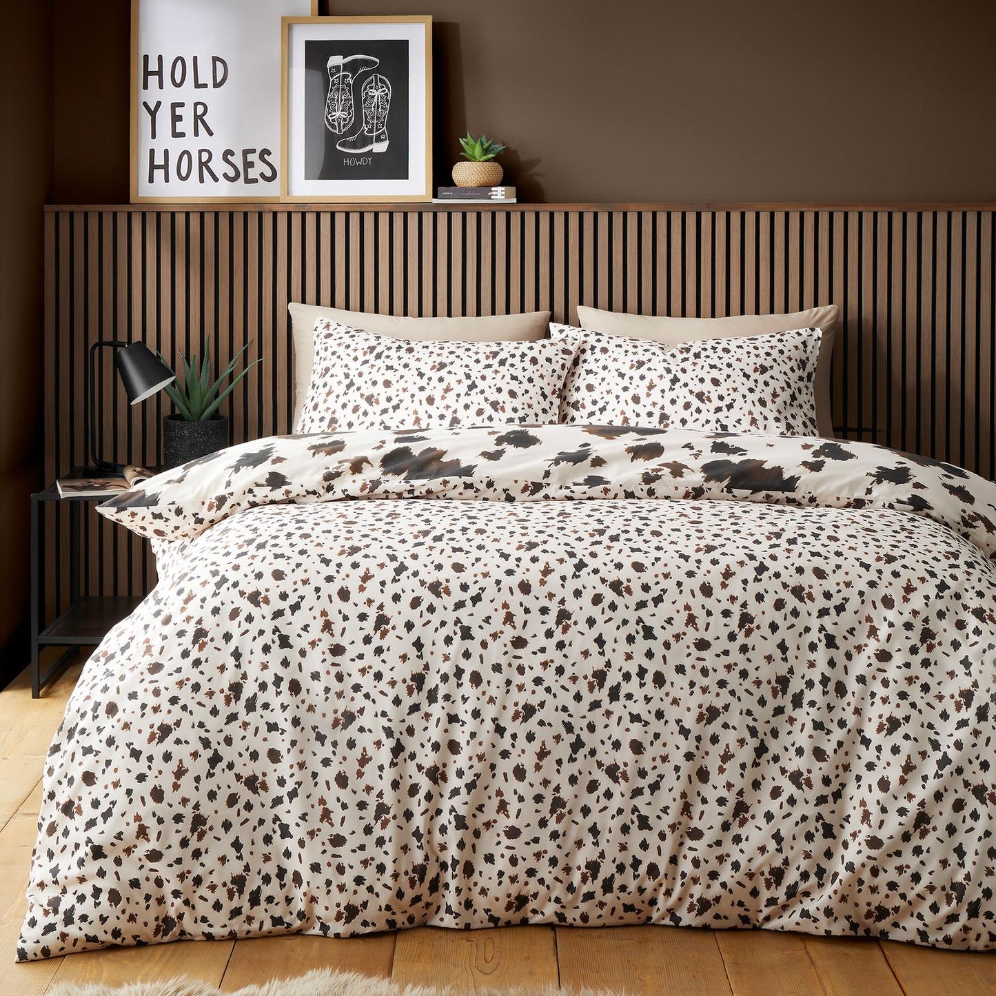 Cow Print Chocolate Reversible Duvet Set