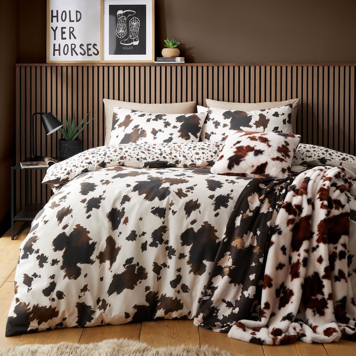 Cow Print Chocolate Reversible Duvet Set