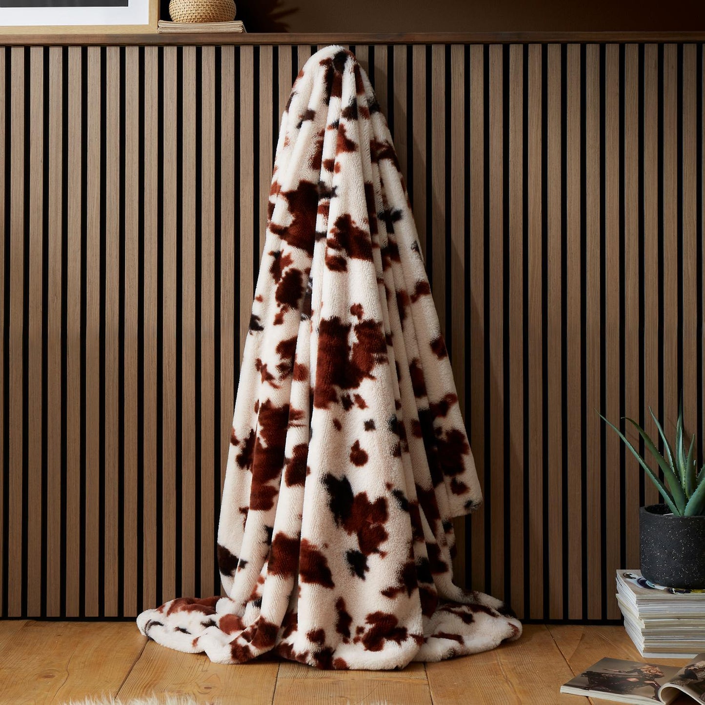 Cow Print Chocolate Fleece Throw