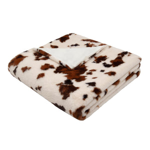 Cow Print Faux Fur Bedspread