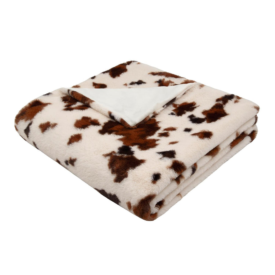 Cow Print Faux Fur Bedspread