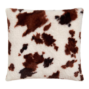 Cow Print Chocolate Faux Fur Cushion