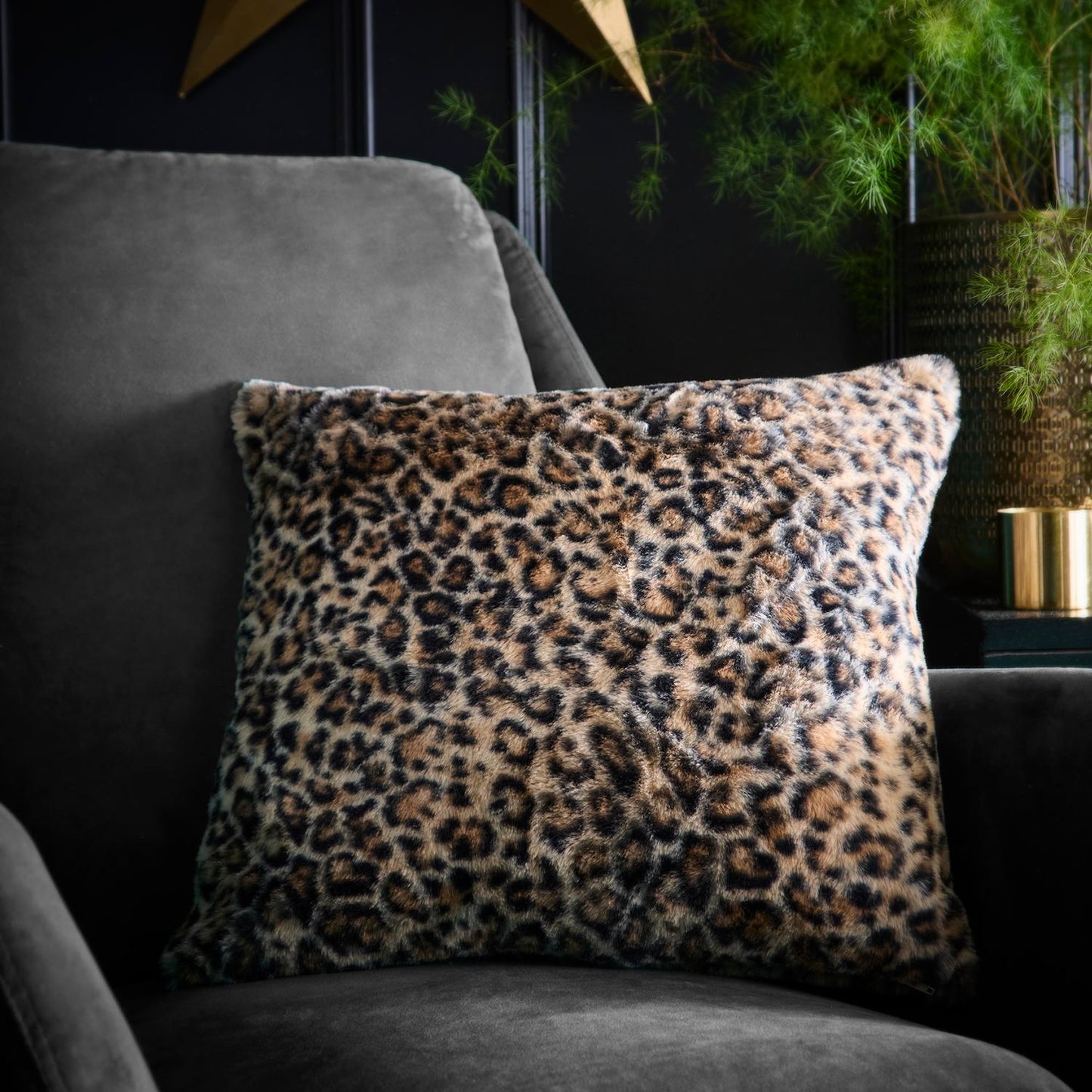 Leopard Faux Fur Filled Cushion