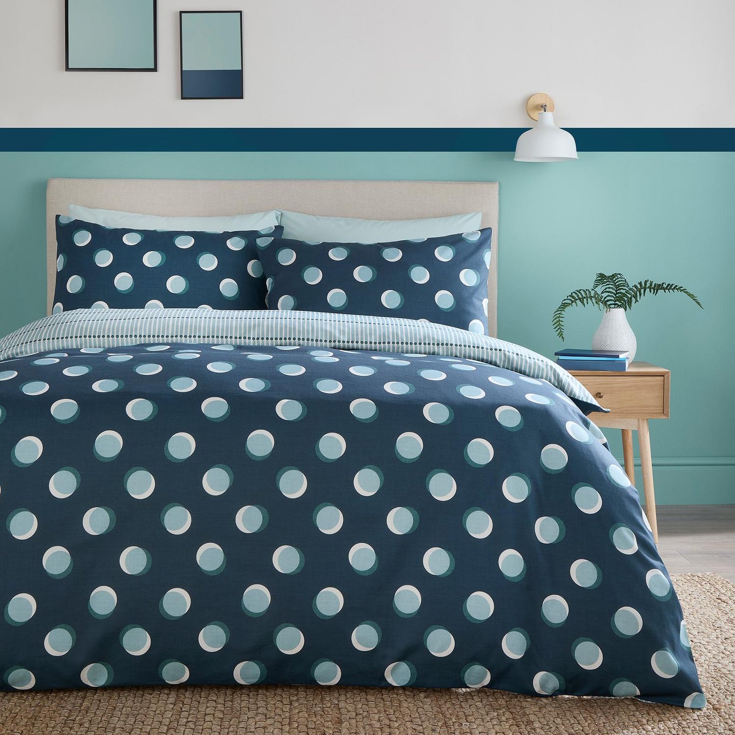 Polka Spot Blue Reversible Duvet Set