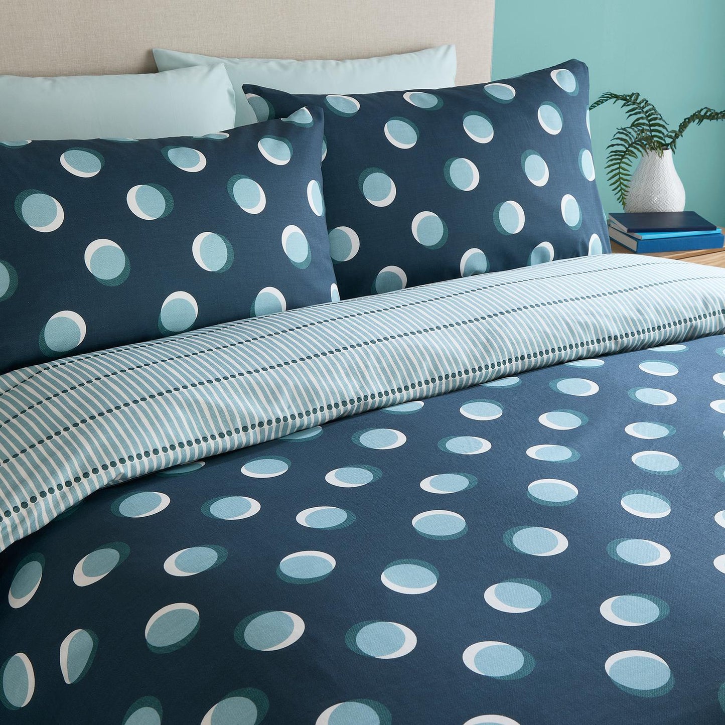 Polka Spot Blue Reversible Duvet Set