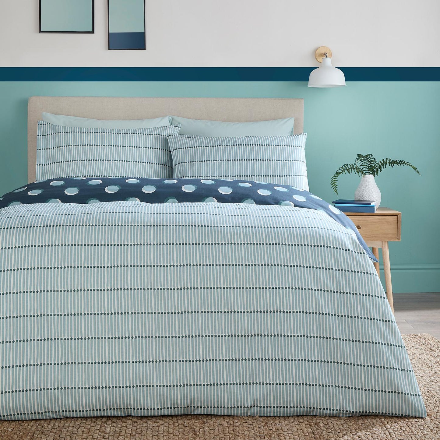 Polka Spot Blue Reversible Duvet Set
