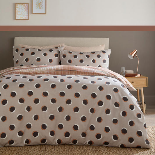 Polka Spot Natural Reversible Duvet Set