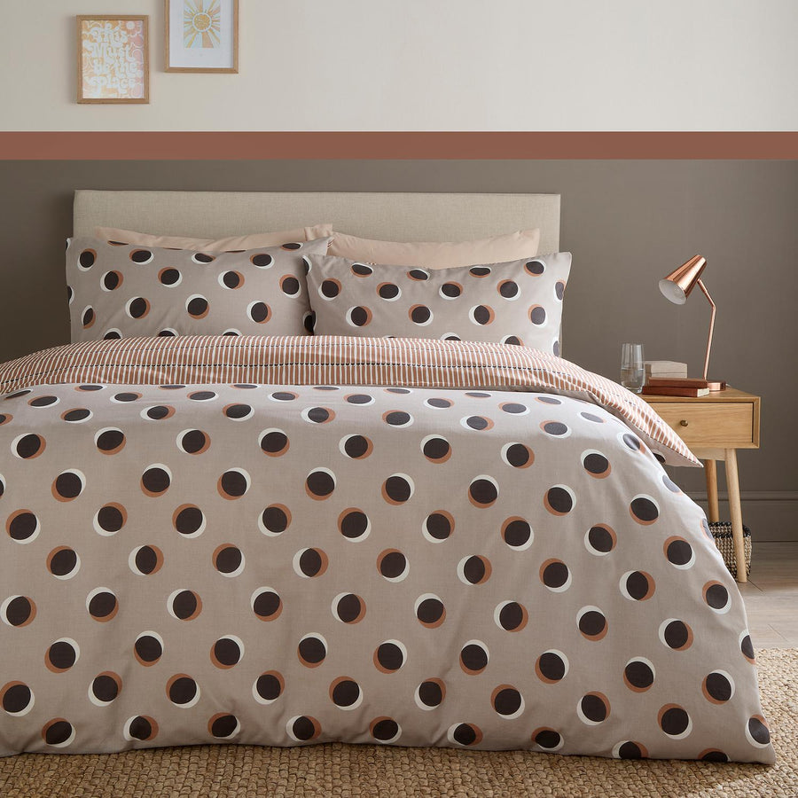 Polka Spot Natural Reversible Duvet Set