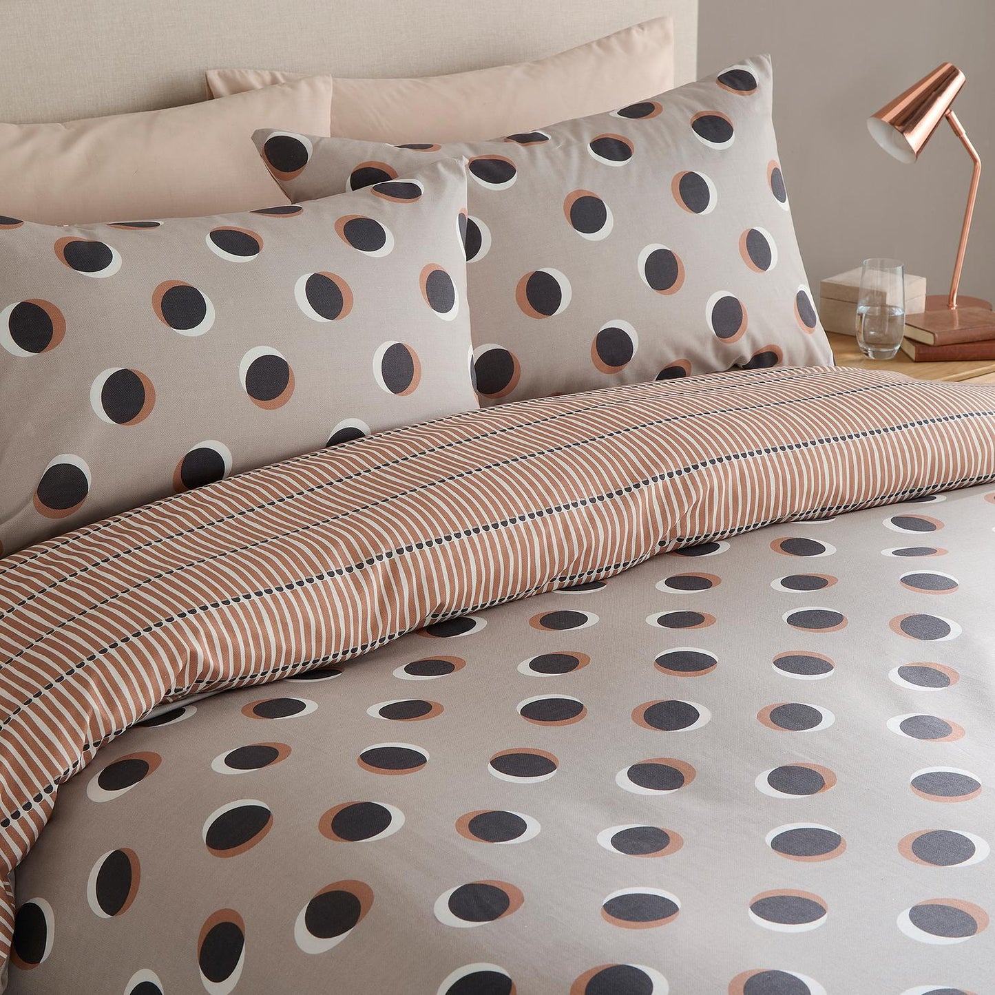 Polka Spot Natural Reversible Duvet Set