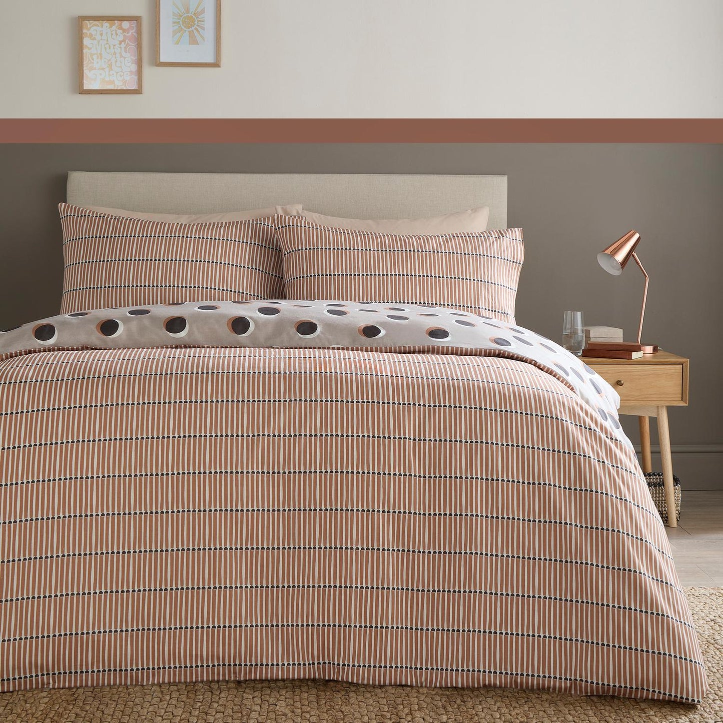 Polka Spot Natural Reversible Duvet Set