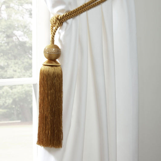 Galaxy Ochre Yellow Rope Tassel Curtain Tiebacks (Pair)