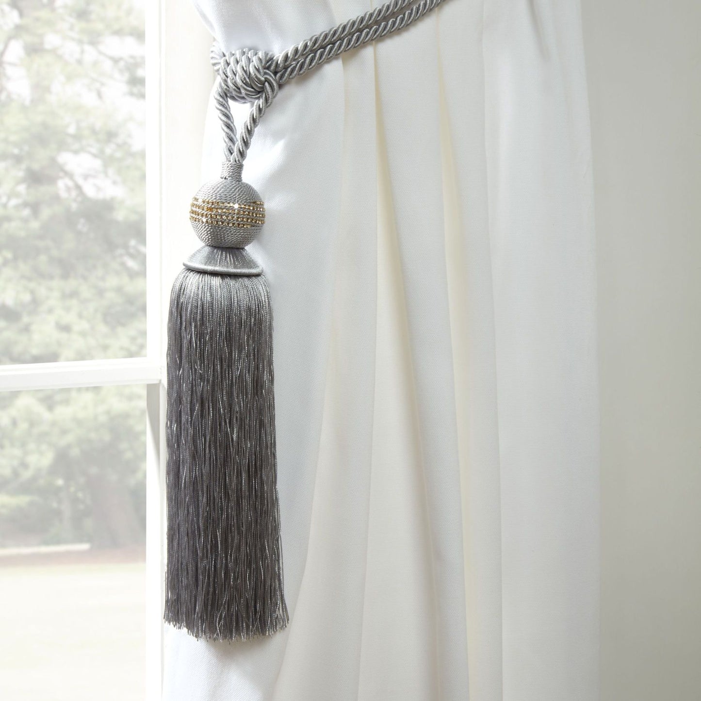 Galaxy Silver Rope Tassel Curtain Tiebacks (Pair)