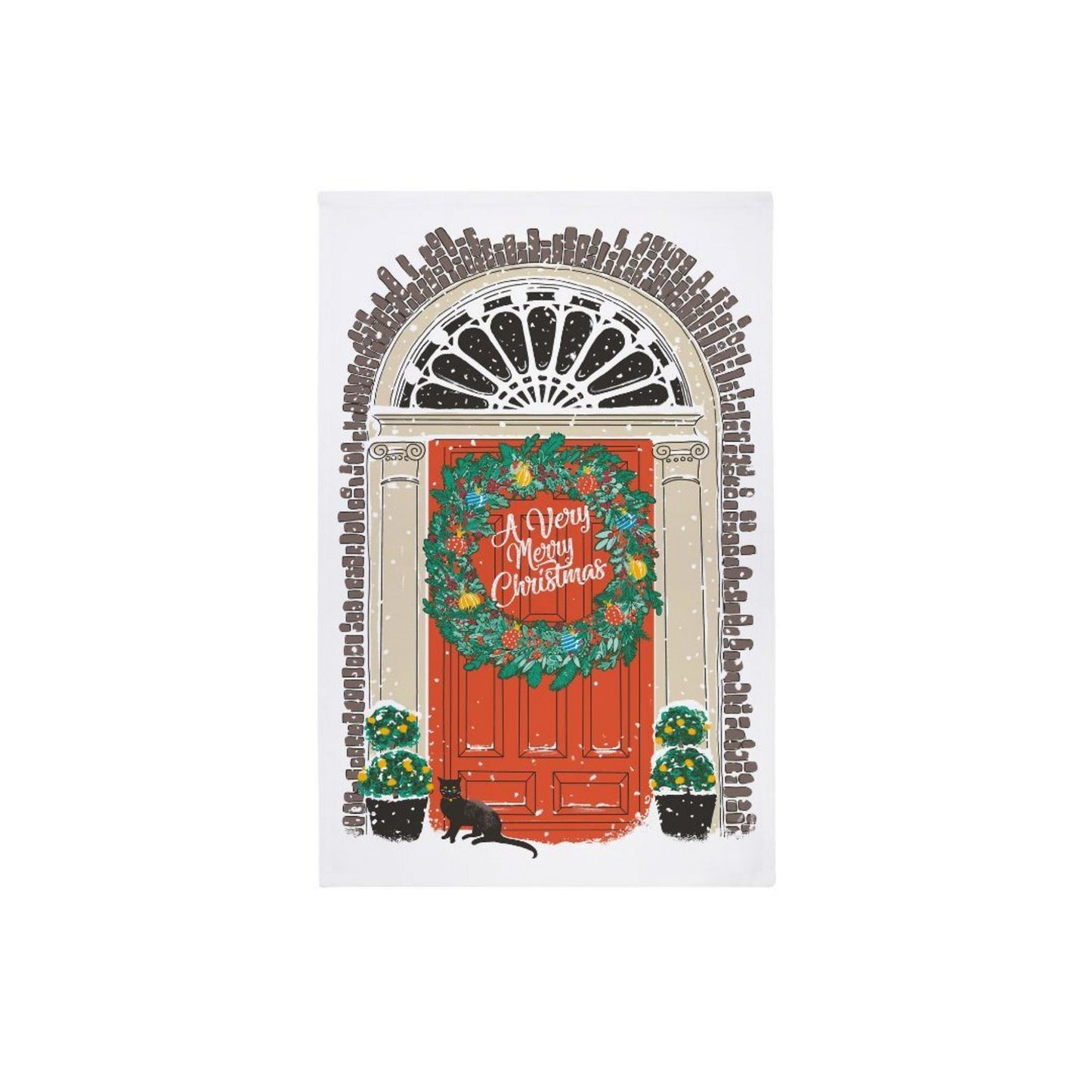 Georgian Front Door Christmas Cotton Tea Towel